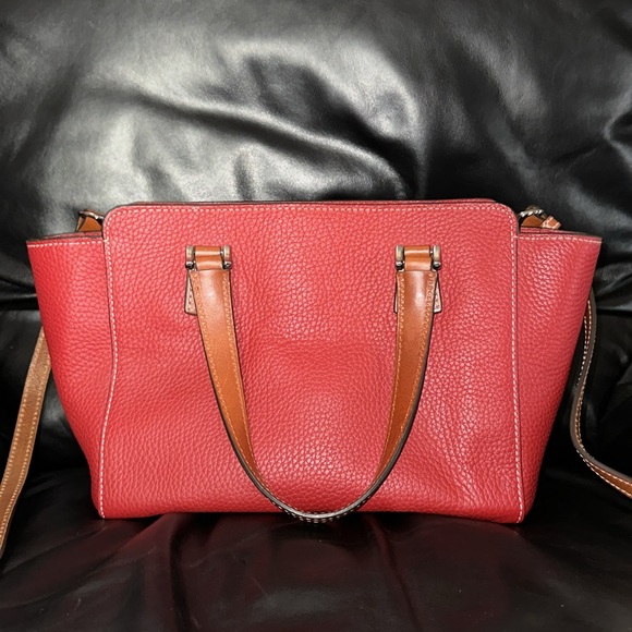 🔥🔥🔥Dooney & Bourke Red Leather Small Shopped Bag Satchel Crossbody Bag - Picture 4 of 14